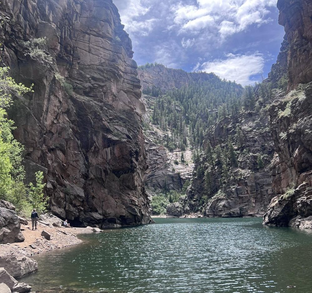 view of the creek between mountains at the end of the Curecanti Creek Trail, Gunnison, CO